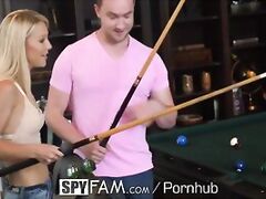 spyfam blonde stepmom laura bentley fucks stepson on pool table